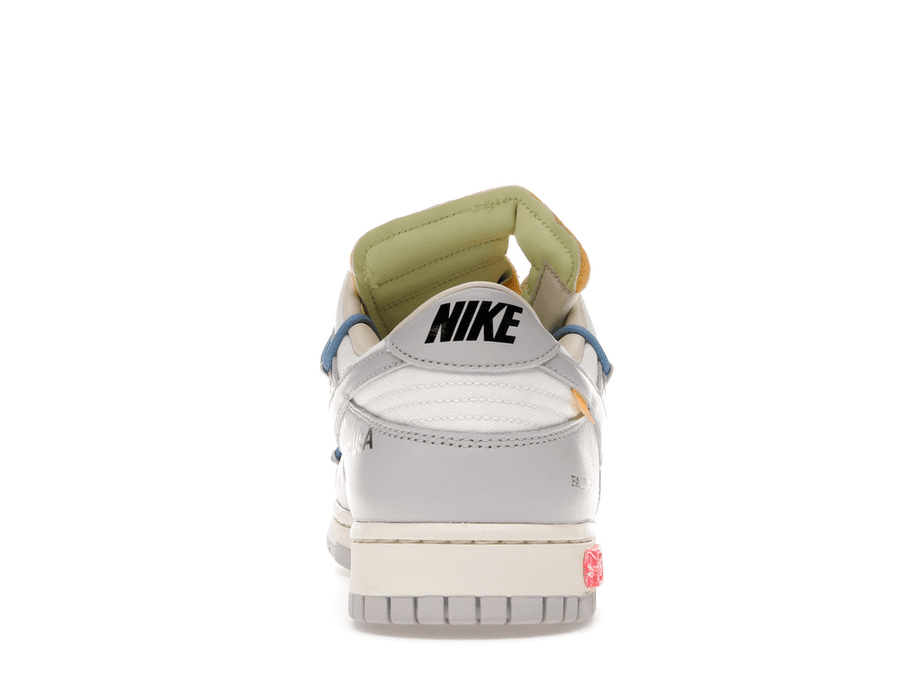 Nike Dunk Low Off-White Lot 5 rear view featuring distinct color accents and signature design elements.