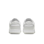 Retro Nike Dunk Low Photon Dust women's sneakers, featuring a sleek white design and iconic branding on the heel.