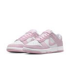 Nike Dunk Low Pink Corduroy Women's sneakers in pink and white, featuring soft corduroy and stylish design.