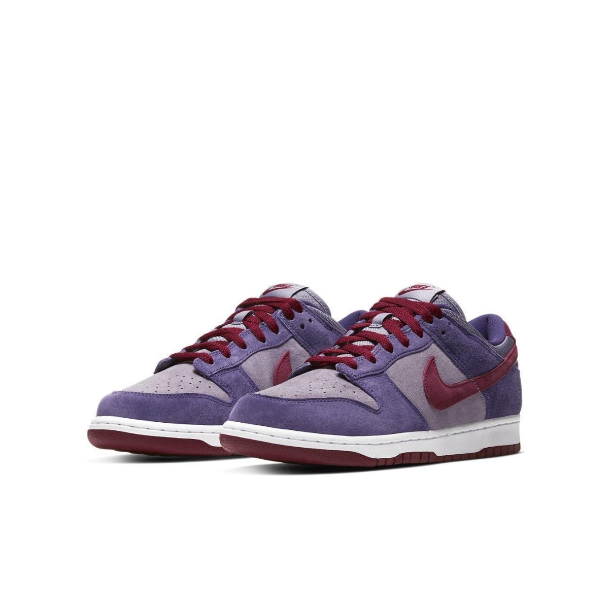 Nike Dunk Low Plum (2020) in purple and burgundy suede, celebrating the iconic colorway of the early 2000s.