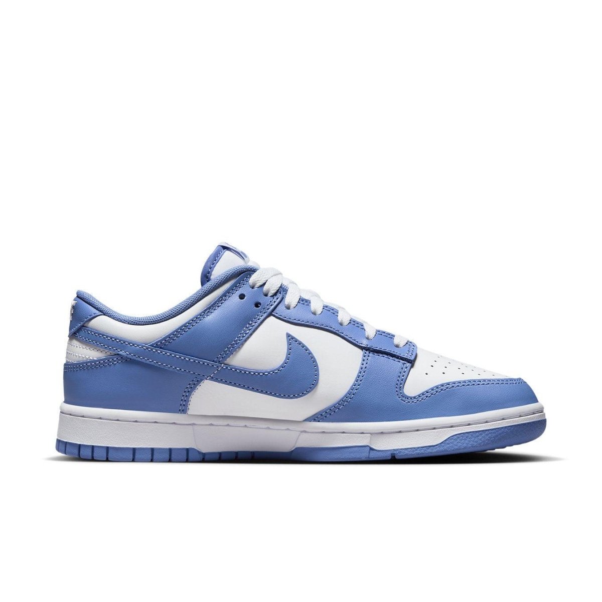 Nike Dunk Low Polar Blue sneakers featuring white and steel blue colorway with classic design details.