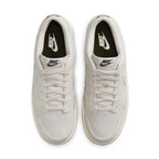 Nike Dunk Low Premium Light Orewood Brown shoes from top view, featuring ivory canvas and leather overlays.