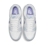 Nike Dunk Low Purple Pulse women's sneakers with tie-dye design and white-blue upper.