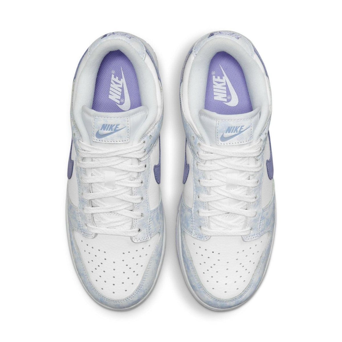Nike Dunk Low Purple Pulse women's sneakers with tie-dye design and white-blue upper.
