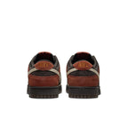 Nike Dunk Low Red Panda sneaker rear view showing the velvet brown and rugged orange design.