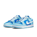 Nike Dunk Low Retro QS Argon 2022 in blue and white, showcasing sleek leather design and classic silhouette.