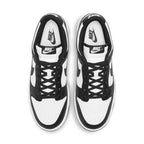 Nike Dunk Low Retro White Black Panda 2021 sneakers showcasing a luxurious leather upper and iconic black swoosh.