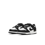 Nike Dunk Low Retro White Black Panda shoes for kids, featuring leather upper and iconic design.