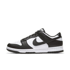 Nike Dunk Low Retro White Black Panda 2021 Women sneaker with monochrome leather design and Nike swoosh.