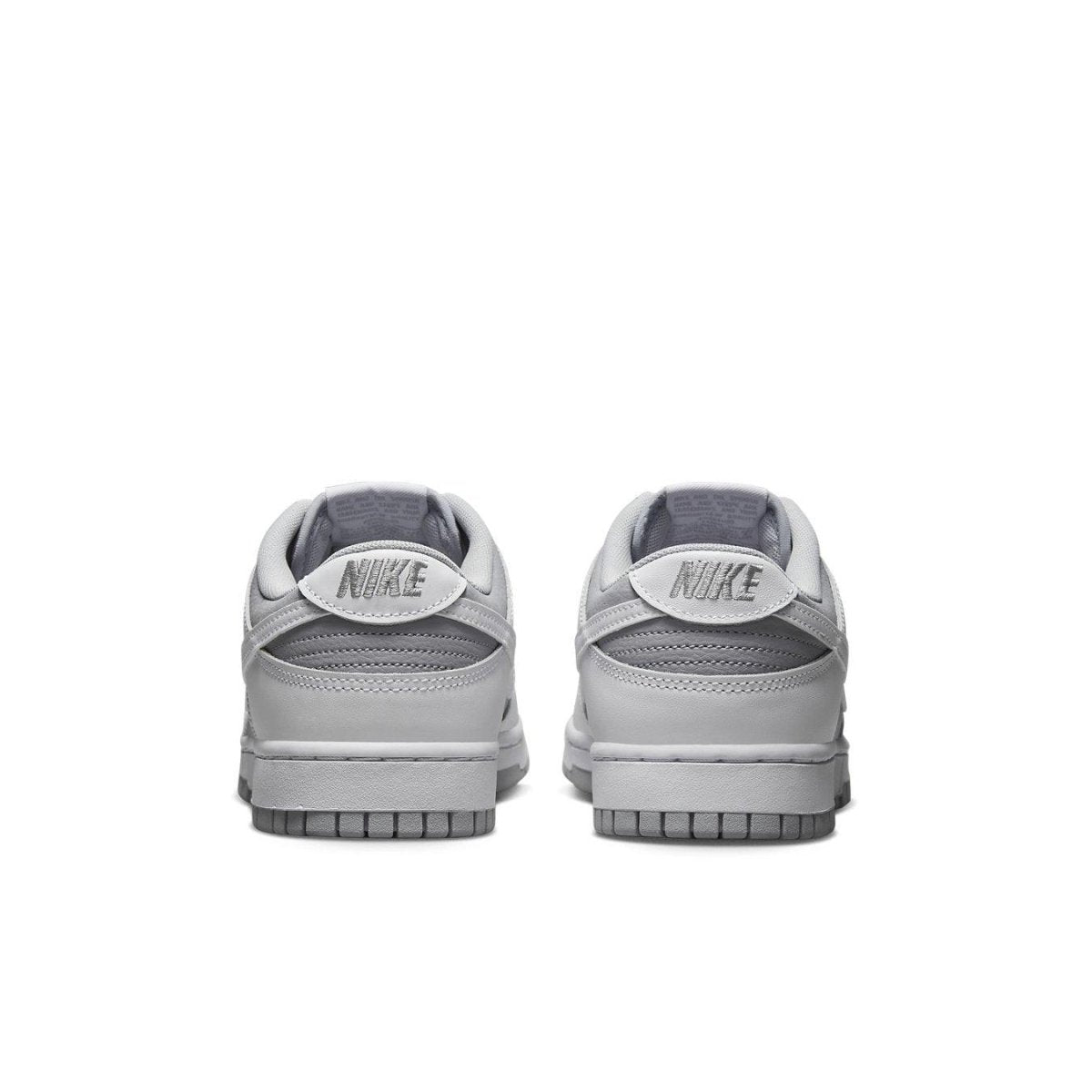 Nike Dunk Low Retro White Grey sneaker rear view showcasing the stylish grey design and branding details.