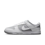 Nike Dunk Low Retro in white and grey showcasing timeless sneaker design.