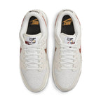 Nike Dunk Low SE 85 Double Swoosh in Sail and Burnt Orange featuring a suede upper and Grind rubber sole.
