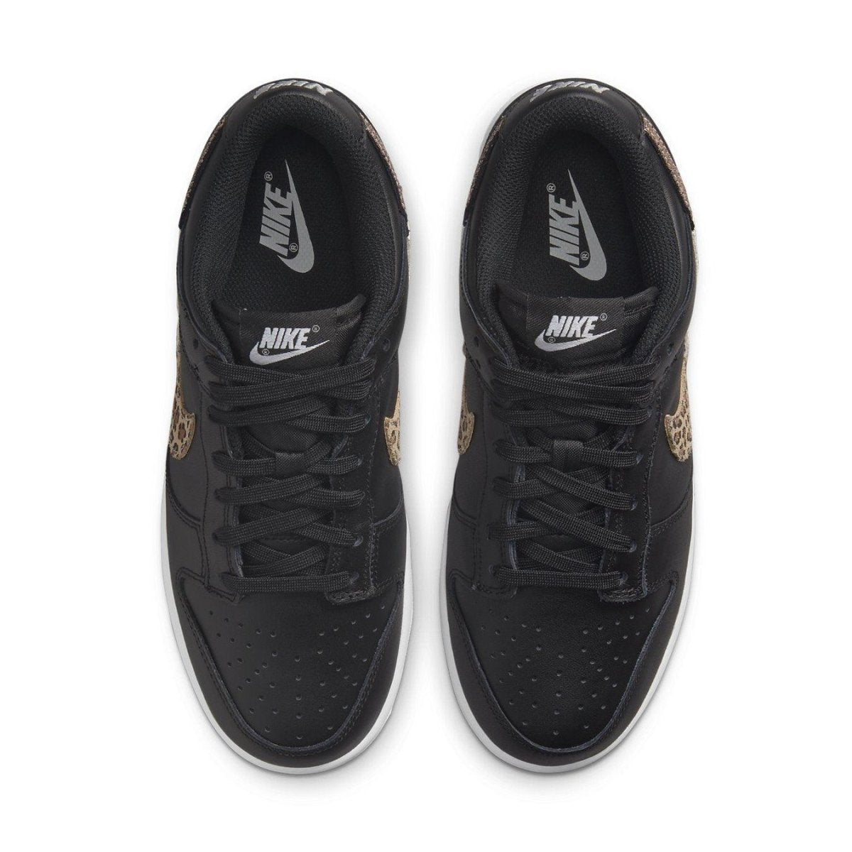 Nike Dunk Low SE Animal Instinct Black (W) featuring black leather upper with animal prints and leopard design.