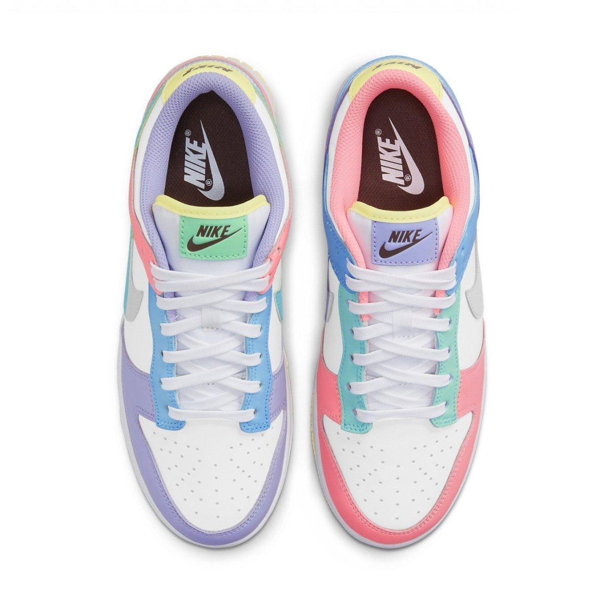 Nike Dunk Low SE Easter Candy sneakers in pastel colors, top view showcasing vibrant design and comfortable fit.