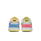 Retro Nike Dunk Low SE Easter Candy sneakers in vibrant pastel colors, showcasing the heel design and unique color combination.