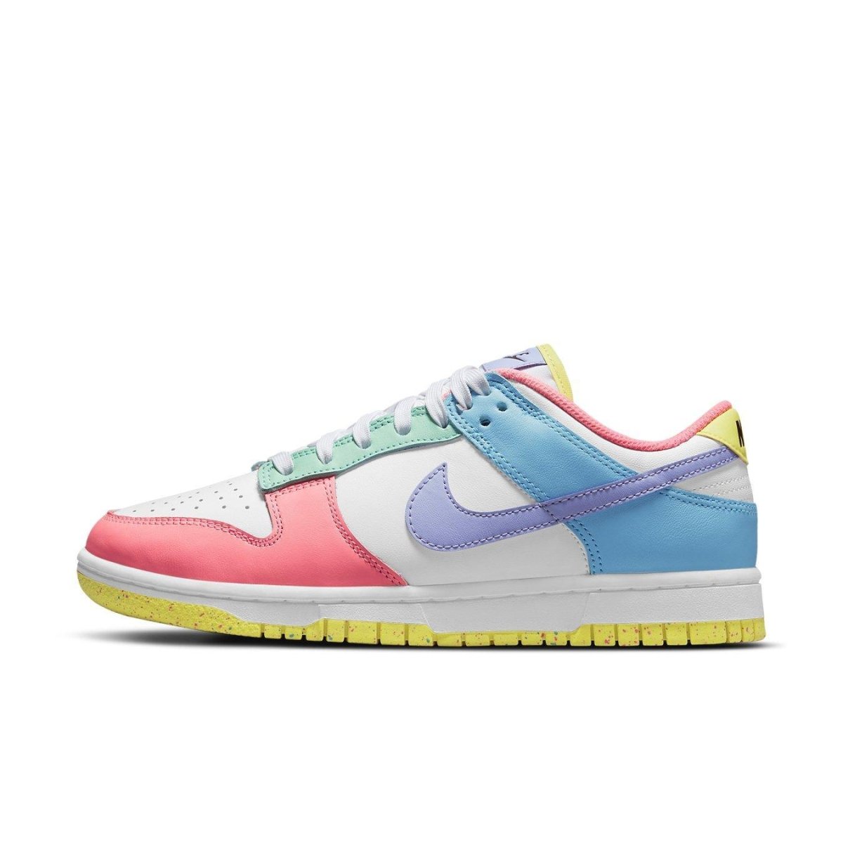 Nike Dunk Low SE Easter Candy Women sneaker in pastel colors with white and multicolor accents.