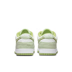 Back view of Nike Dunk Low SE Fleece Pack Honeydew sneakers featuring soft fleece textures and green accents.
