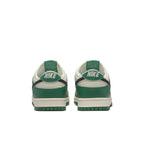 Nike Dunk Low SE Lottery Pack Malachite Green sneakers, rear view showcasing ivory and green colorway.