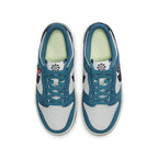 Nike Dunk Low SE Toasty Rift Blue sneakers, featuring quilted upper and suede, top view.