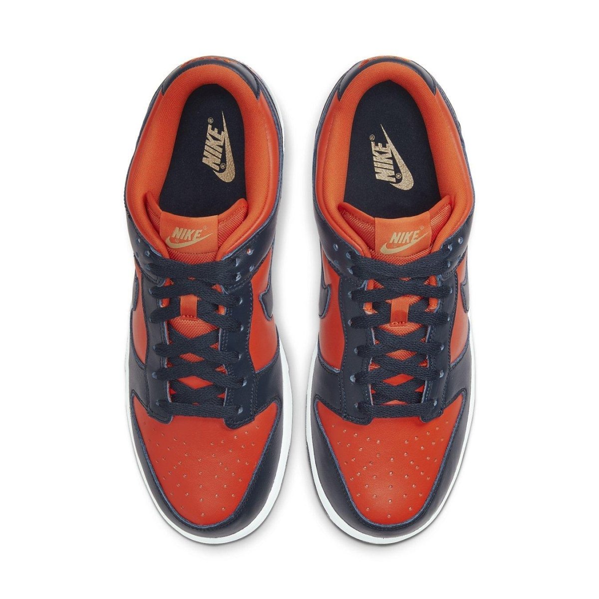 Nike Dunk Low SP Champ Colors in University Orange and Marine, top view showcasing the bold colorway and design.