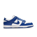 Nike Dunk Low SP Kentucky (2020) in white and royal blue, featuring classic basketball silhouette and retro design.