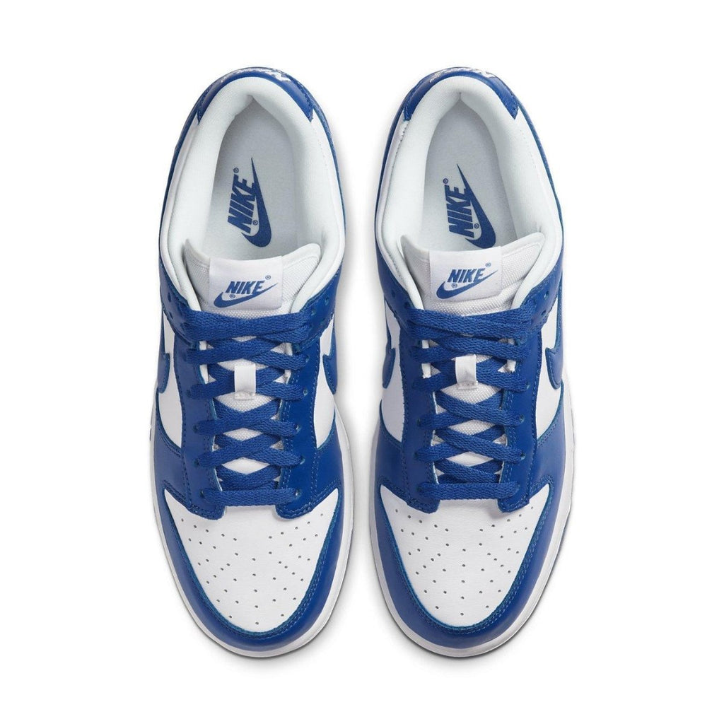 Nike Dunk Low SP Kentucky 2020 sneaker in white and royal blue, featuring a classic basketball silhouette.