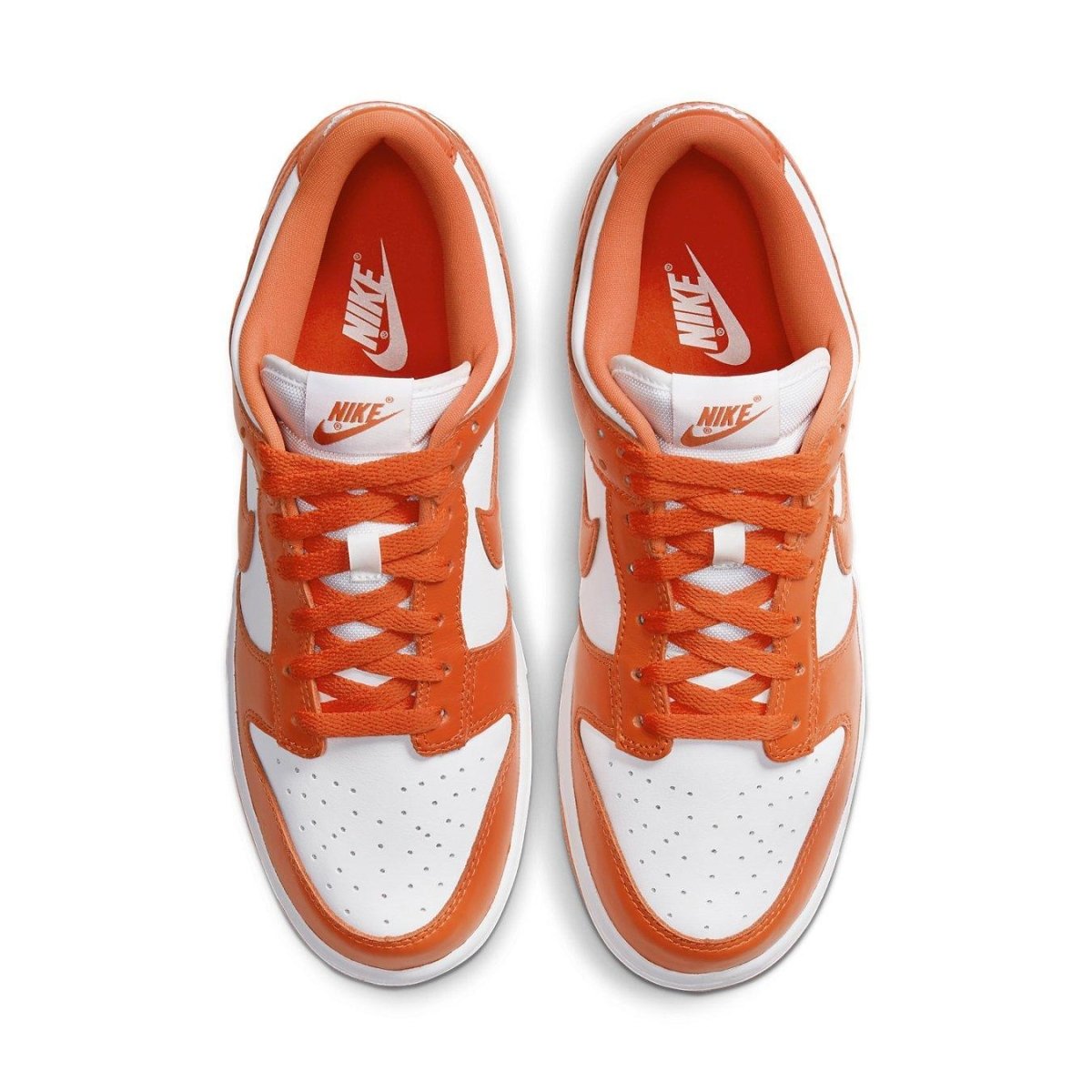 Nike Dunk Low SP Syracuse (2020) in white and orange, featuring leather upper and iconic low-top design.
