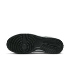 Sole view of Nike Dunk Low Stencil Swoosh in Grey and White with textured rubber outsole design.