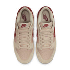 Nike Dunk Low Terry Swoosh women's sneakers with beige and red colorway, featuring unique sponge material.