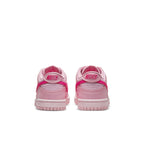 Nike Dunk Low Triple Pink GS back view showcasing leather and vibrant pink colorway.