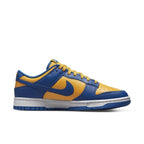 Nike Dunk Low UCLA in blue and yellow leather, featuring a bright colorway with Swoosh logo and stylish design.