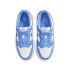 Nike Dunk Low UNC 2021 GS University Blue sneaker top view in white and blue