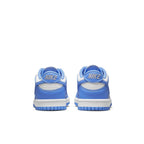 Nike Dunk Low UNC 2021 GS sneaker rear view in University Blue and white colors.