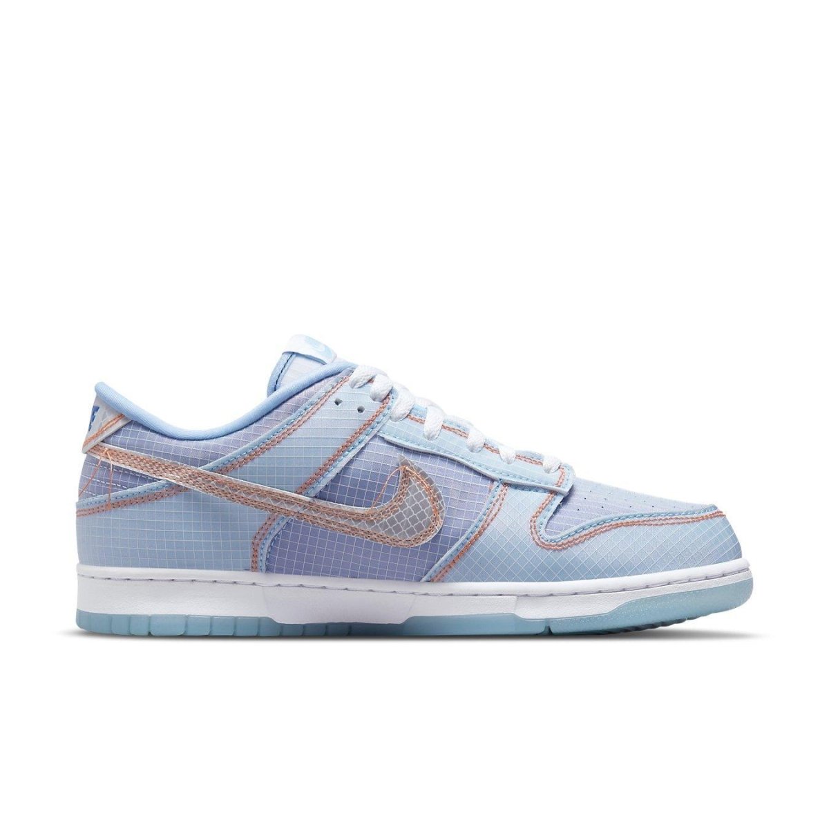 Nike Dunk Low Union Passport Pack Argon in blue with orange accents, inspired by 90s streetwear and global culture.