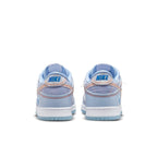 Nike Dunk Low Union Passport Pack Argon rear view, featuring light blue and peach accents.