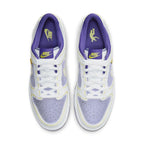 Nike Dunk Low Union Court Purple top view featuring translucent upper and purple accents.