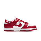 Nike Dunk Low University Red 2023, featuring a white and red leather upper inspired by St. John's University.
