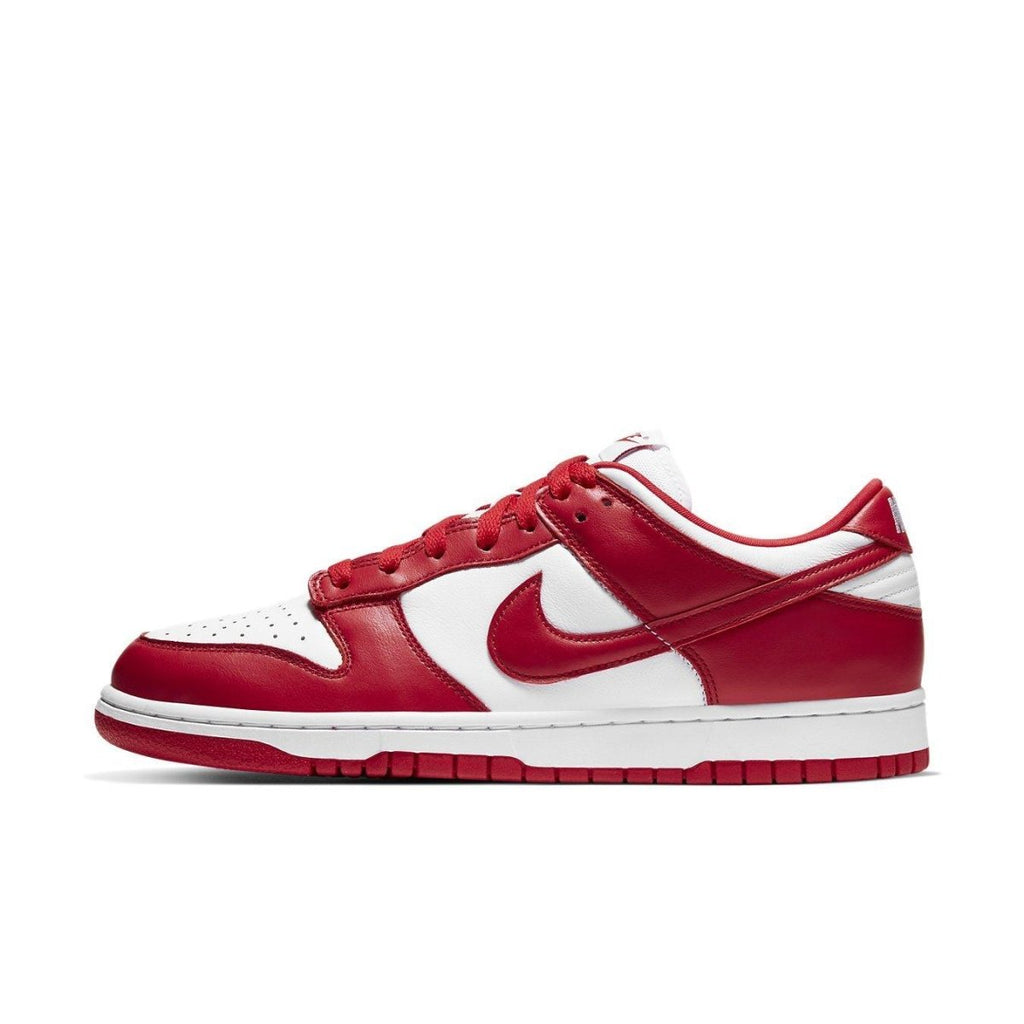 Nike Dunk Low University Red 2023 shoes with red and white colorway inspired by St. John's University.