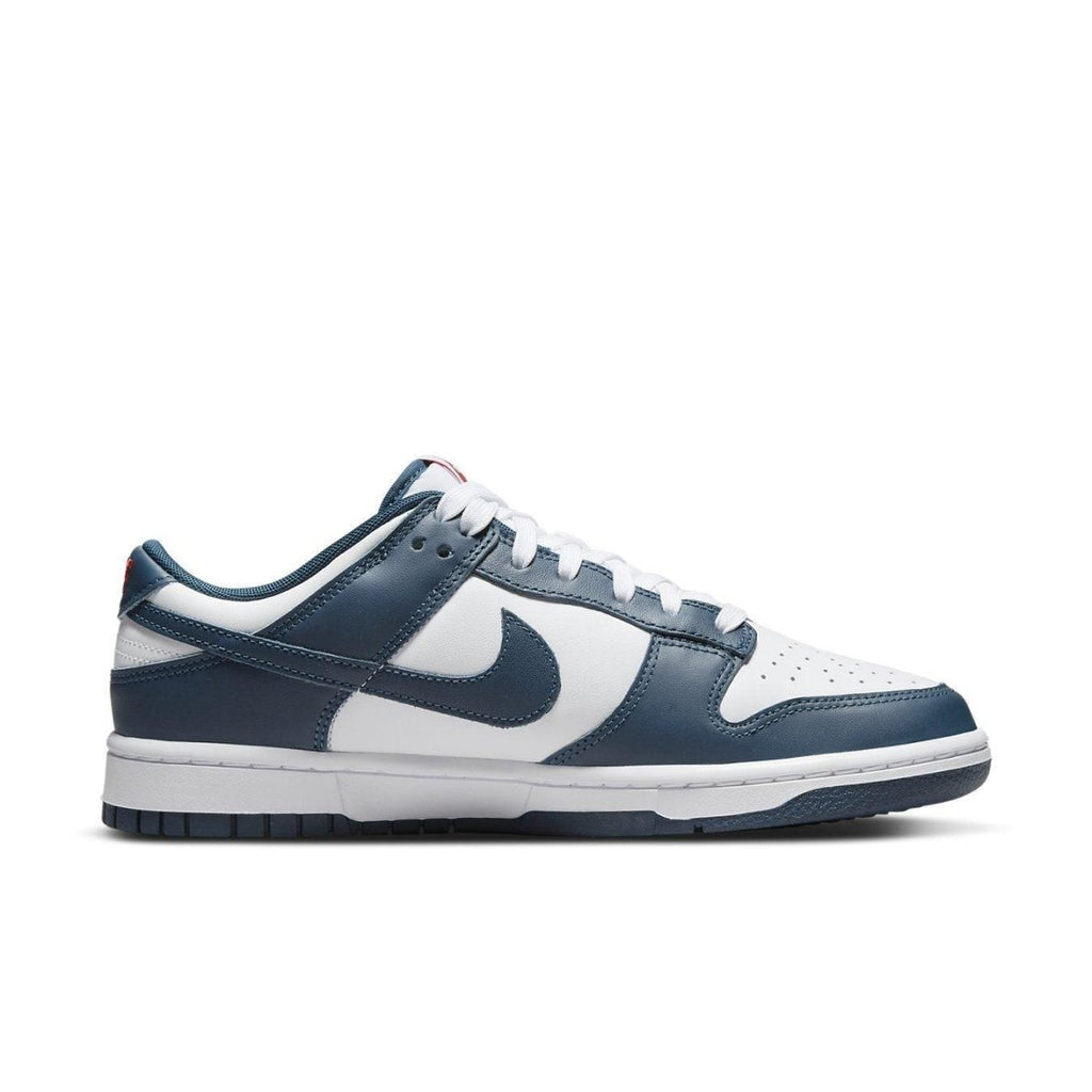 Nike Dunk Low Valerian Blue low-top sneaker with white leather and Valerian Blue accents.