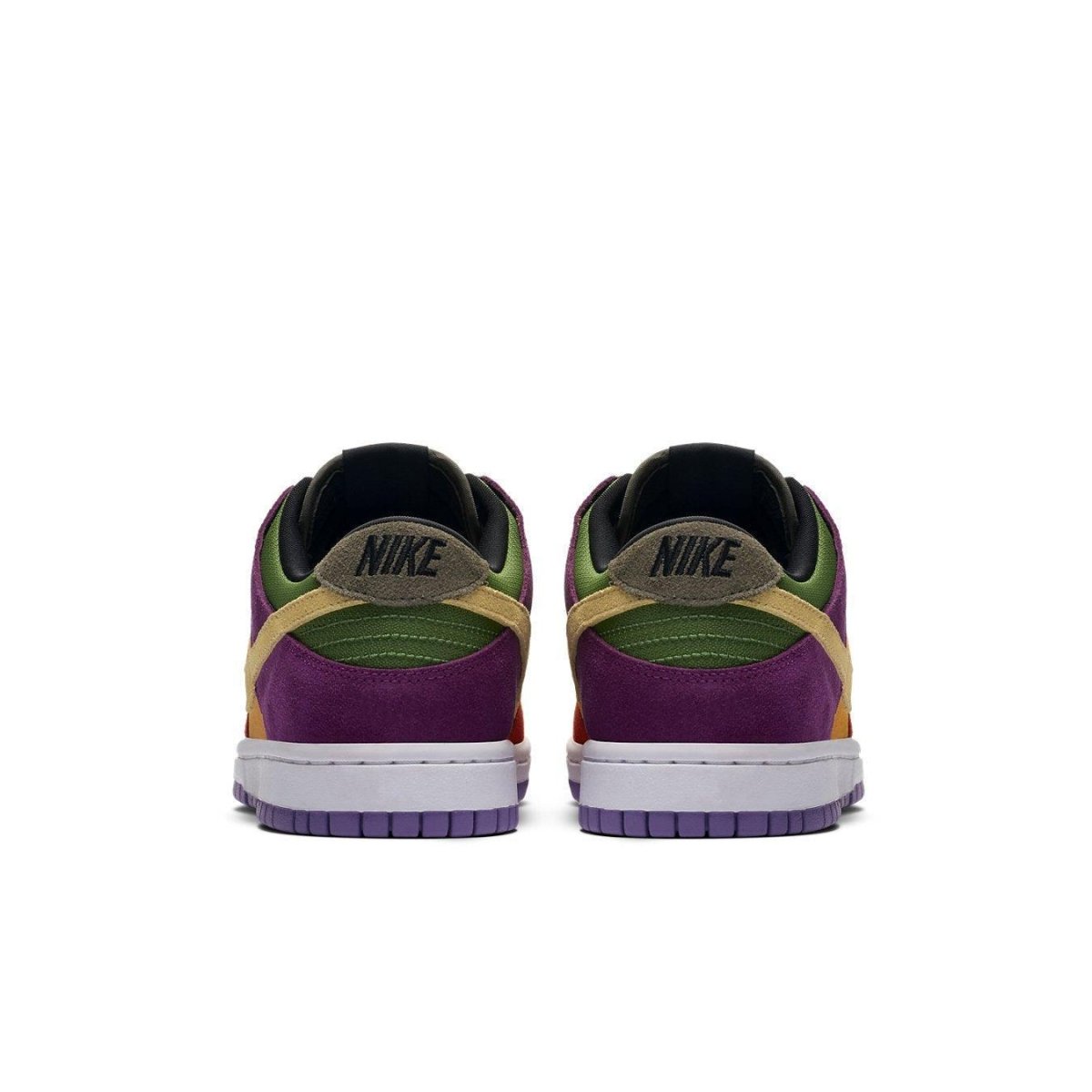 Nike Dunk Low Viotech 2019 sneaker rear view showcasing its premium color block design.