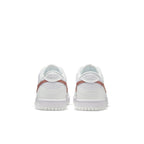 Nike Dunk Low White Pink (GS) sneaker rear view showcasing sleek design and padded collar.