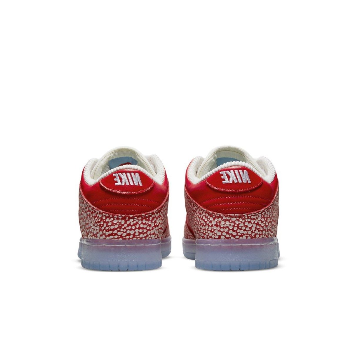 Nike Dunk SB Low Stingwater Magic Mushroom red back view with unique mushroom-inspired design and transparent sole.