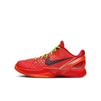 Nike Kobe 6 Protro Reverse Grinch (GS) in vibrant red and black design, featuring a sleek silhouette and responsive Air Zoom Turbo.