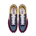 Nike LD Waffle Sacai Blue Multi sneakers with unique double Swoosh design and vibrant colorway.