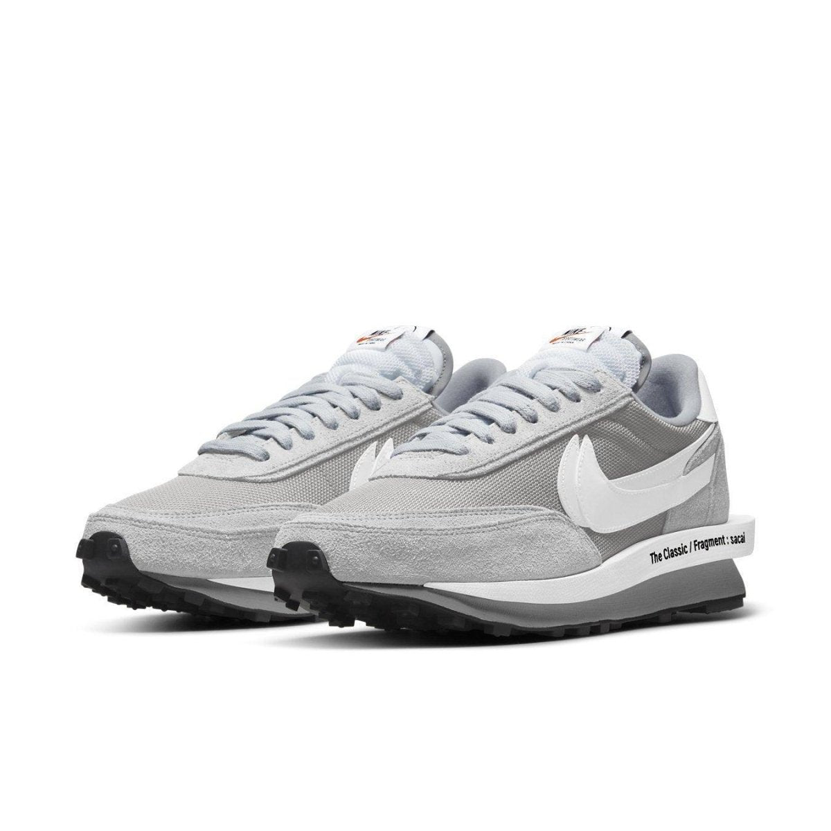 Nike LD Waffle SF sacai Fragment in Light Smoke Grey, featuring mesh and suede layers.