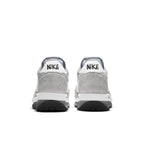 Nike LD Waffle SF sacai Fragment Grey sneaker rear view with grey suede and white details.