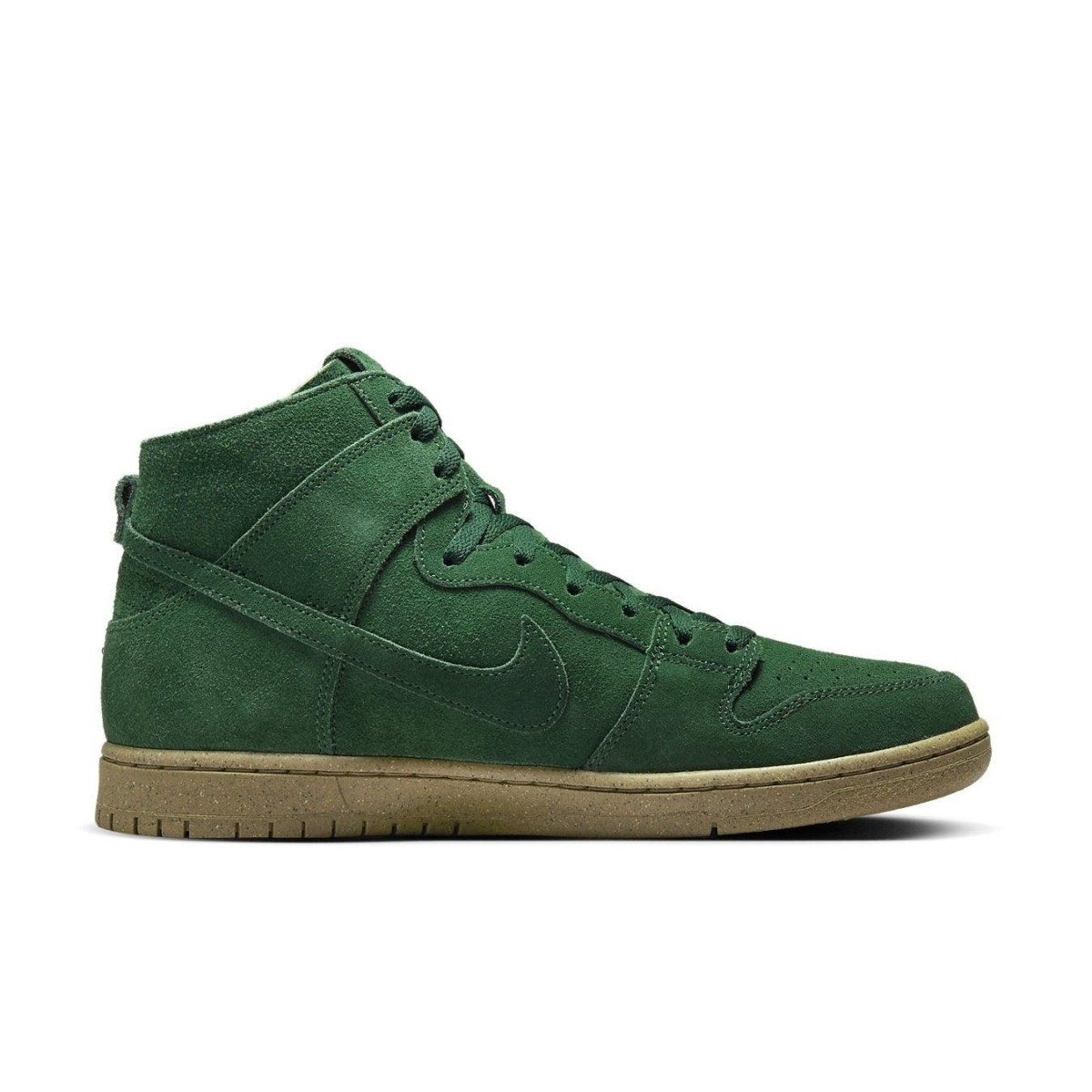 Nike SB Dunk High Decon in Gorge Green, featuring a premium suede upper and classic high-top silhouette.