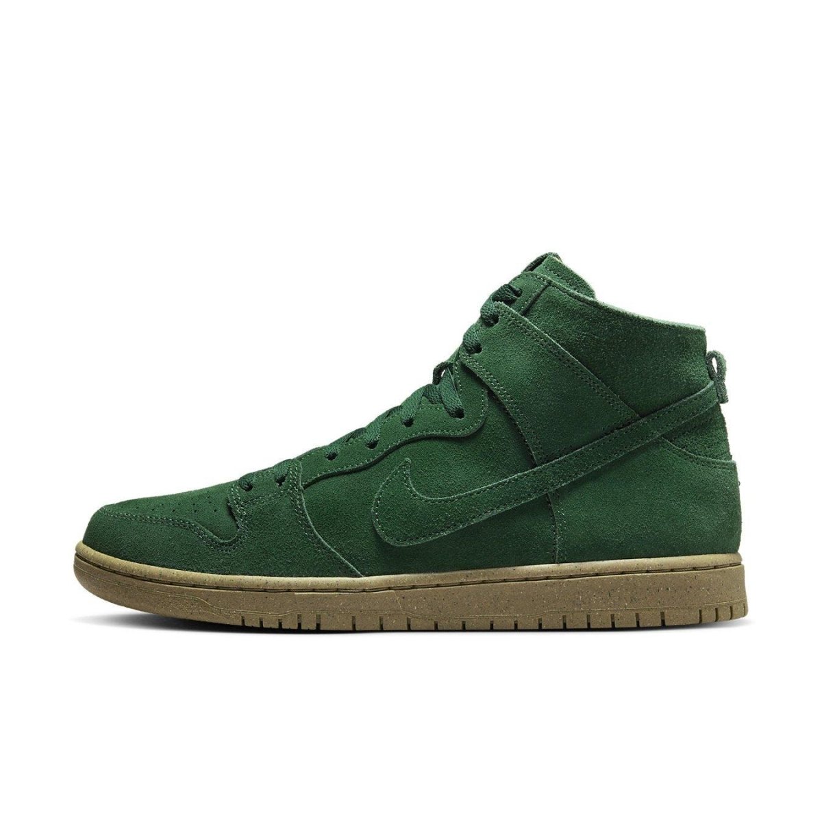 Nike SB Dunk High Decon in Gorge Green with suede upper and gum sole, ideal for casual and skate style.