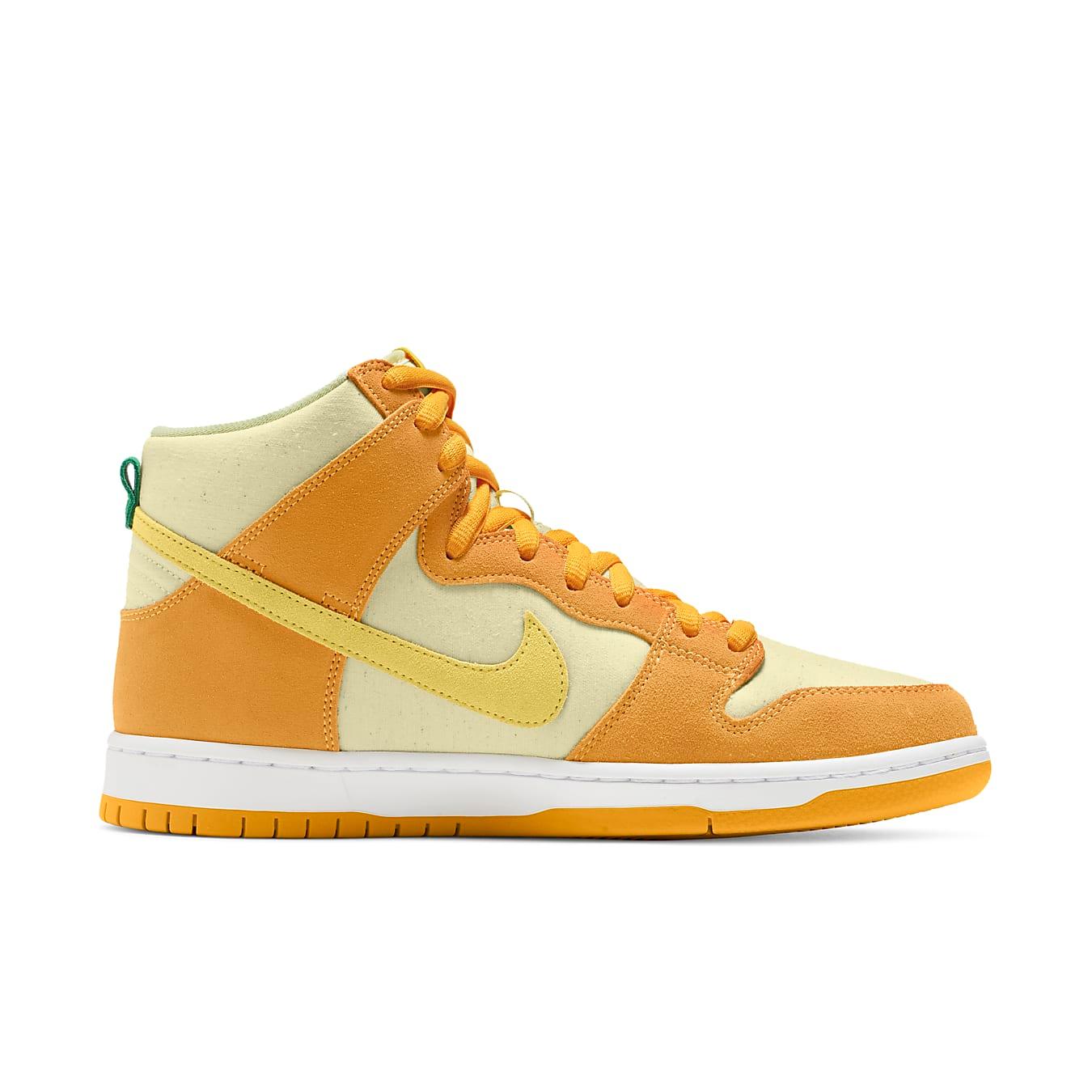 Nike SB Dunk High Pineapple in yellow and orange, featuring a playful fruit-inspired design.