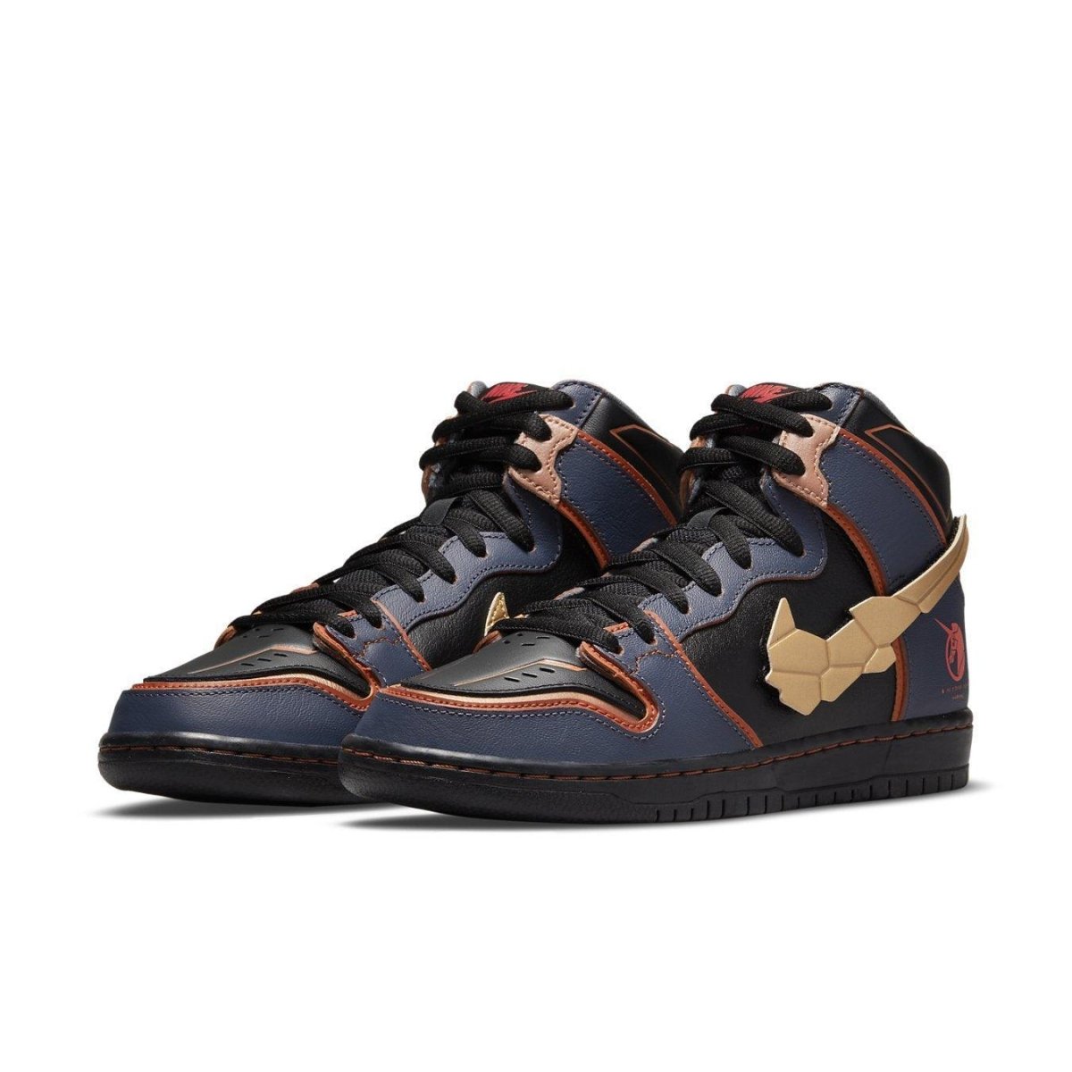 Nike SB Dunk High RX-0 Unicorn Gundam 02 Banshee in black and navy with unique design features.